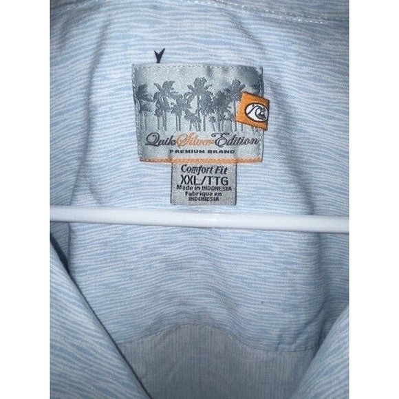 Quiksilver Edition Shirt Mens Size XXLT Comfort Fit Casual Blue Print fish EUC - Picture 2 of 9